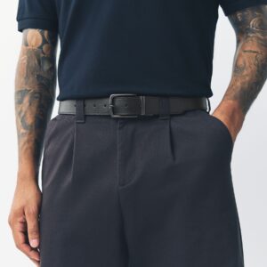 Black/Brown Reversible Grainy Leather Belt