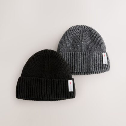 Black / Charcoal Grey Thinsulate Beanie Hats 2 Pack