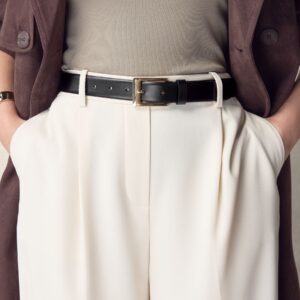 Black/Gold Tone N. Premium Made In Italy Leather Belt