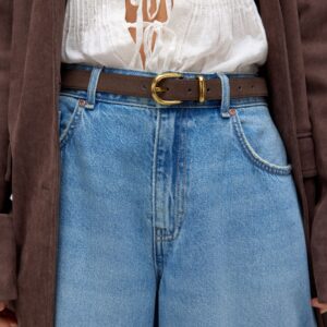 Chocolate Brown Suede N. Premium Made In Italy Mid Width Belt