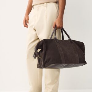 Chocolate Brown Suede Weekend Holdall Bag