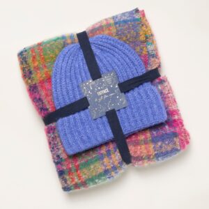 FatFace Multi Plain Hat and Check Scarf Gift Set