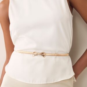 Gold Bow Skinny Stretch Belt