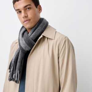 Grey Black/White Stripe Knitted Scarf