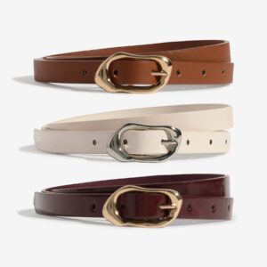 Lipsy Burgundy, Tan & Cream Skinny Belts 3 Pack