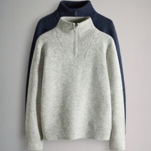 The Set 2 Pack Zip Neck Knitted Jumpers Navy/Grey