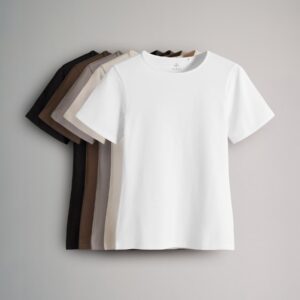The Set 5 Pack Short Sleeve Fitted Crew Neck T-Shirts Black/Brown/Neutral/Nude/White