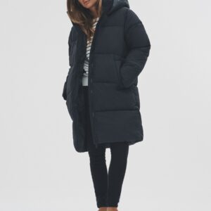 The Set Hooded Longline Padded Midi Coat Black